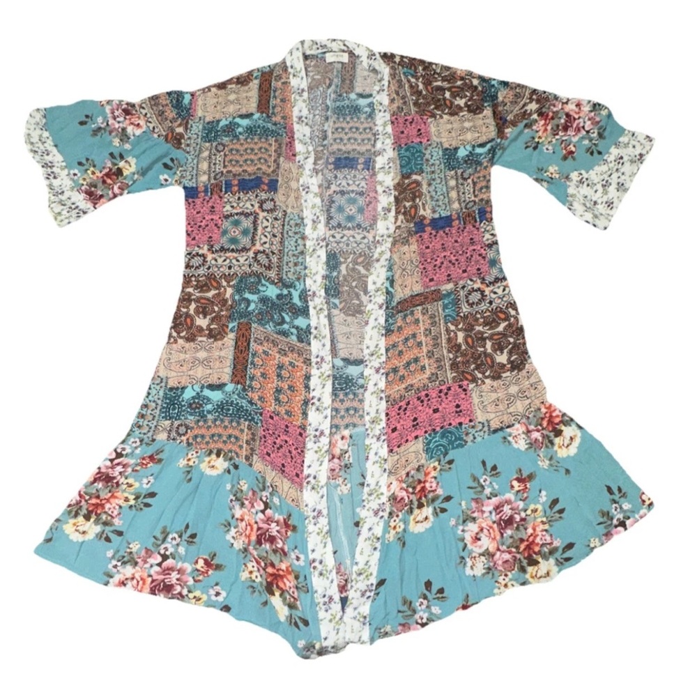 Umgee M Floral Patchwork Open Lightweight Cardiga… - image 3